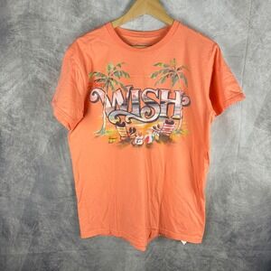 Disney Cruise Line Wish Ship Mickey Minnie Beach Graphic T-Shirt Orange Mens L